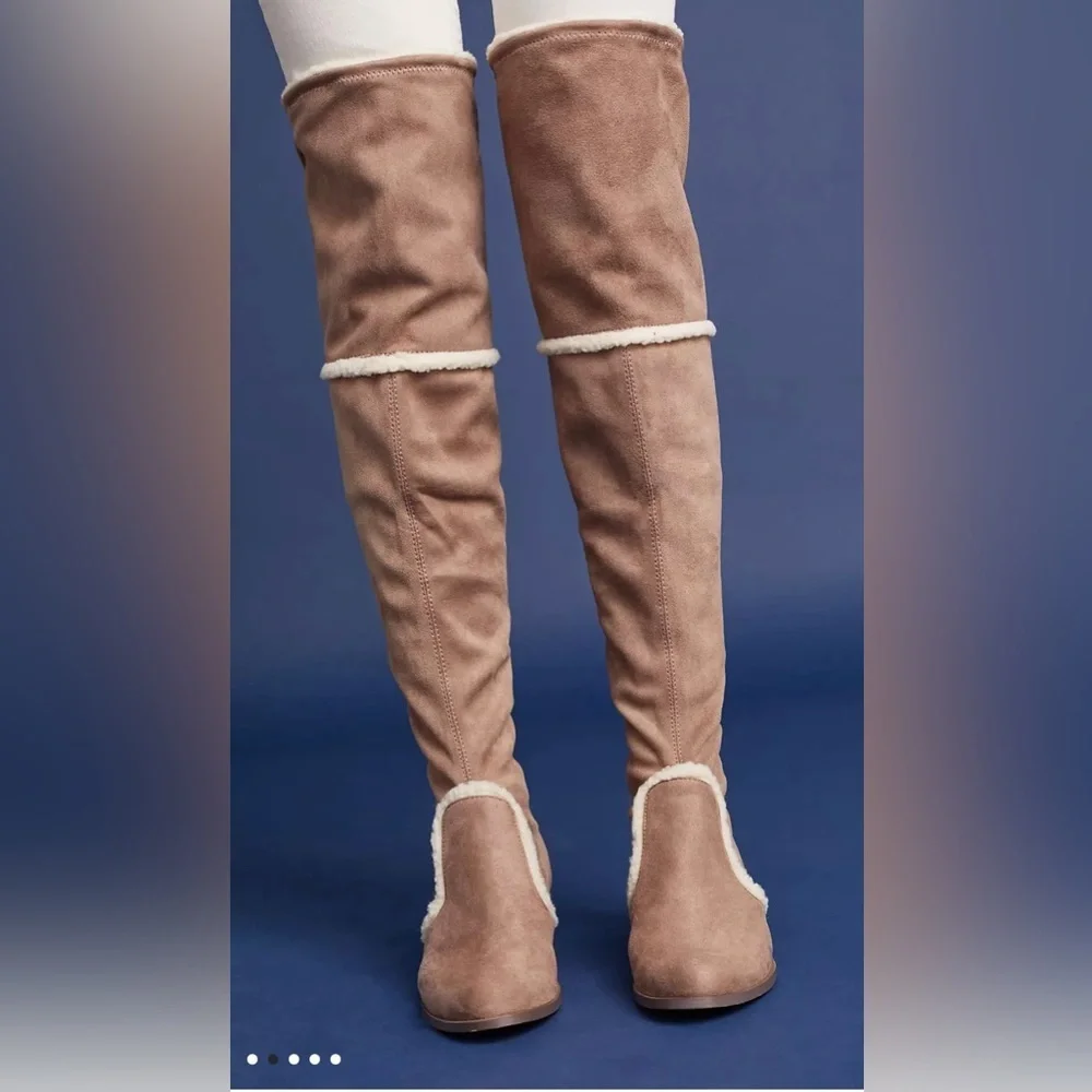 Charles David women’s 7.5 Tan/Beige over the knee pull-on boots by Anthropologie